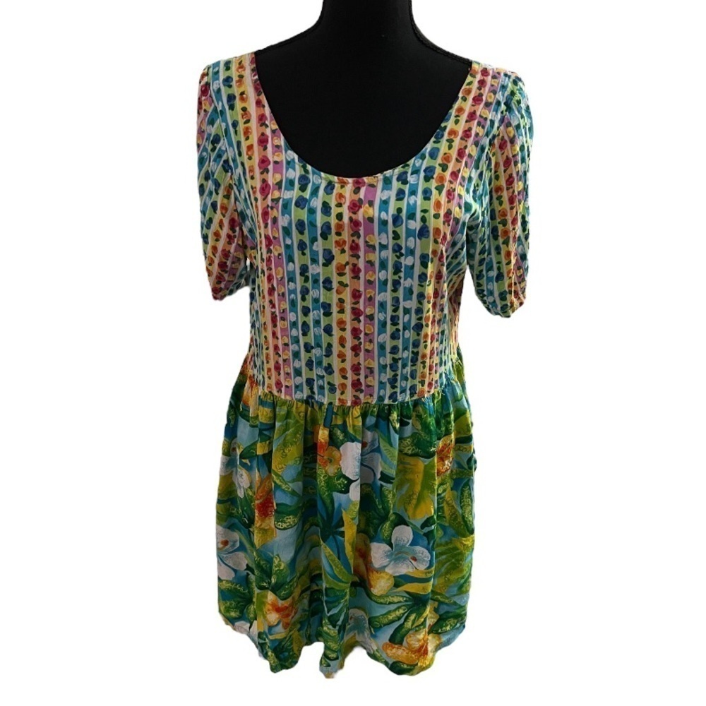 Jams World Floral Multicolor Dress Short Sleeve Large